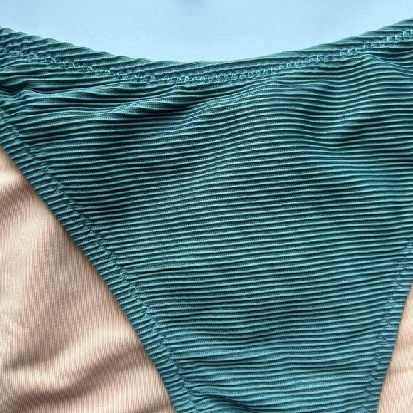 5/$25 J. Crew Ribbed Curved-Waist Cheeky String Bikini Swim Bottoms M Medium New - Picture 4 of 7